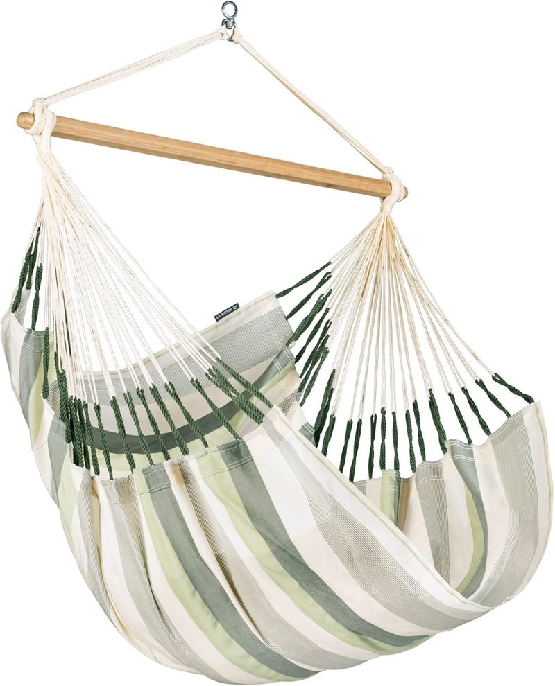 LA SIESTA Domingo Comfort Hammock Chair | Weatherproof Fabric | Spreader bar made of bamboo | 100% polypropylene | swivel: stainless steel | Tear-resistant selvage | Cedar - (W 115 cm) - Image 1